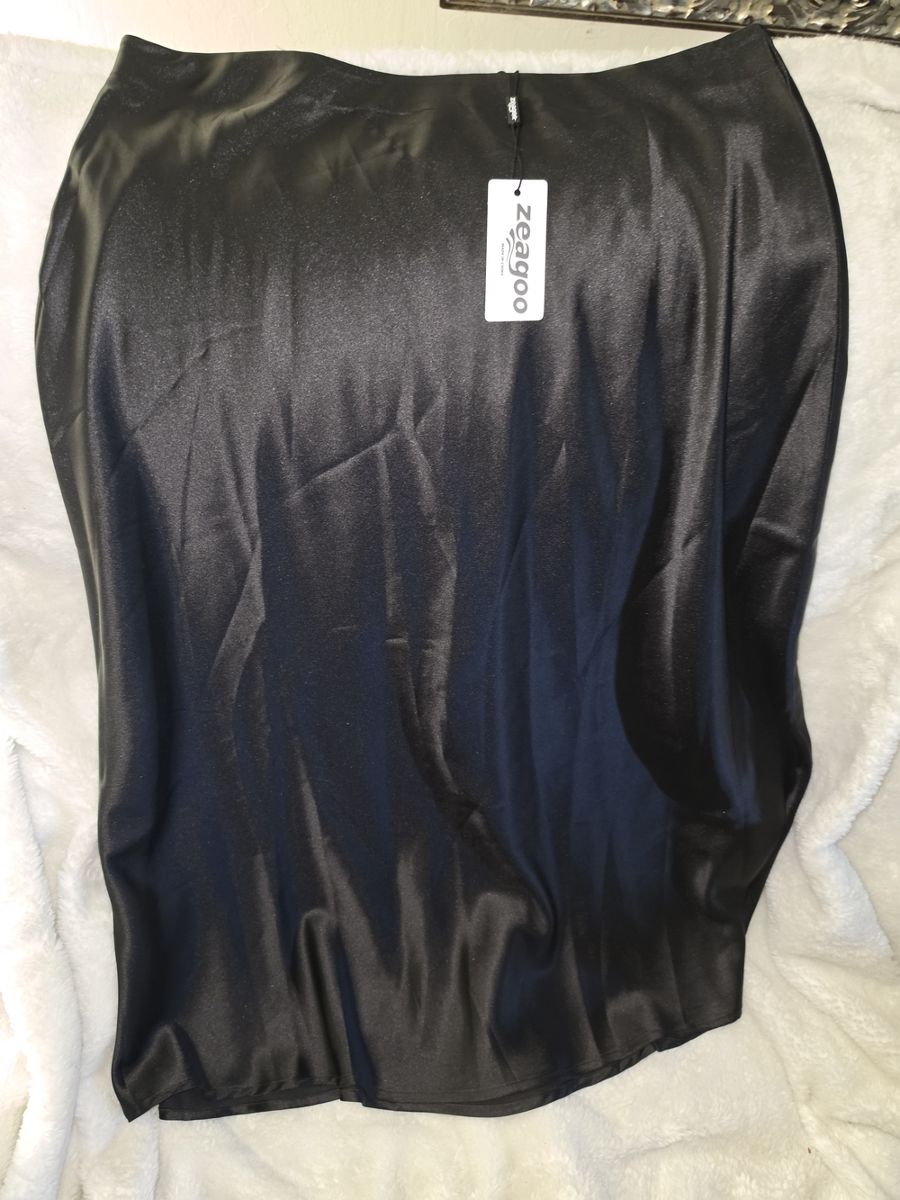 zeagoo Black Satin Slip Skirt